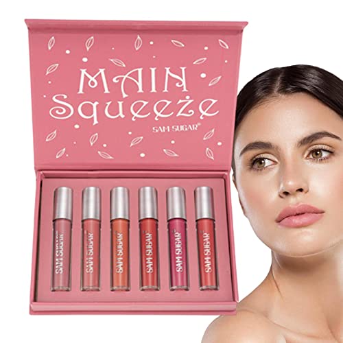 Mattes Lipgloss-Set, 6pcs nackter matter Lippenstift,Wasserdichte, langanhaltende Antihaft-Cup-Lippenfarbe mit Samt-Finish für Mädchen und Frauen von Qihuyi