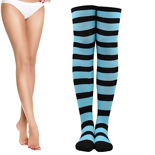 Oberschenkelhohe Strümpfe,Oberschenkelstrümpfe weicher langer Strumpf | Atmungsaktive, gestreifte, knielange japanische Overknee-Socken für Weihnachten, Halloween, Party, Kostümzubehör Qihuyi von Qihuyi