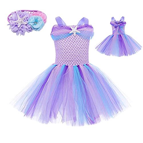 Qihuyi Mädchen Meerjungfrau Tutu Kleid,Prinzessin Feiertags-Karneval-Tanz-Ausgefallenes Outfit | Meerjungfrau Tutu Kostü für Halloween Outfit Hochzeit Brautjungfer von Qihuyi