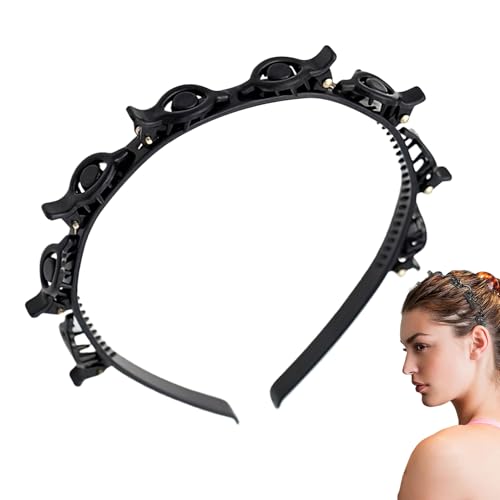 2PCS Stirnband mit Krokodilklemmen, Haarnadel Stirnband Doppelknall Fr-isur Haarnadel Hair Haarreifen Stirnbänder Haarband Zähnekämmchen Haarreif Für Frauen Und Mädchen, Mode geflochtene Stirnbänder von Qikam