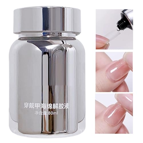 Gel Nagelkleberentferner | 80ml Kleber Entferner Für Künstliche Nägel | Präzise Vollabdeckung durch Integrierten Saugschwamm mit Gel für Frauen & Heimgebrauch von Qikam