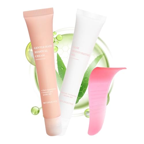 Gesichts Haarentfernungs Creme - Sanfte Beruhigende Enthaarungsbutter | Frauen Gesicht Enthaarung Creme Set für Oberlippe Bart Hals Körper und Augenbrauen für Zuhause und Reisen von Qikam