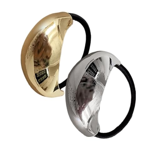 Qikam Damen-Pferdeschwanzhalter, Haarseil für Mädchen | Minimalistische Metall-Pferdeschwanz-Manschette - 2 x tragbare Haargummis, modisches Haar-Accessoire für hohen und niedrigen Pferdeschwanz von Qikam