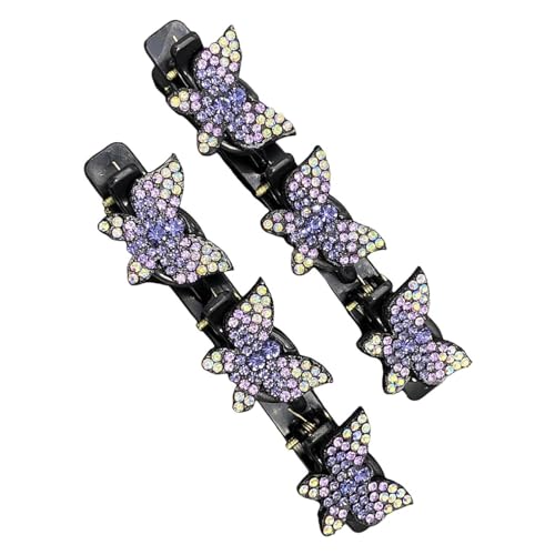 Qikam Geflochtene Haarspangen für Frauen, Schmetterlings-Zopf-Haarspangen - Zopfschmuck Haarspange Styling Haarschmuck,Niedliche Haarnadel-Entenschnabel-Clip, glänzendes Haar, Flechter für Arbeit, von Qikam