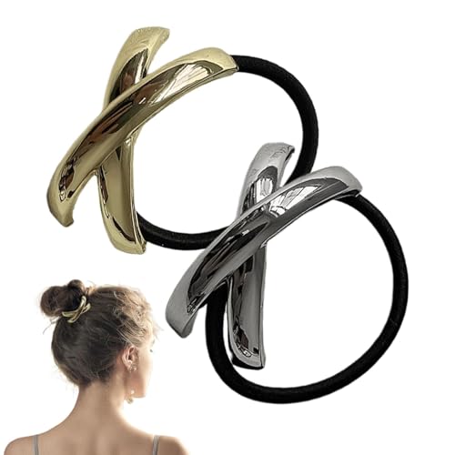 Qikam Haarseil für Mädchen, Haargummis für Frauen | Mehrzweck-Pferdeschwanzmanschette aus Metall | 2X Pferdeschwanzhalter für Mädchen, tragbares Haarseil für Zuhause, Alltag von Qikam