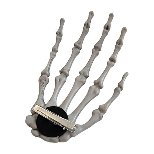 Qikam Halloween Skelett Knochen Haarspangen,Totenkopf Knochen Form Haarnadeln, Lustige Haarspange in Handknochenform für Halloween-Haarschmuck, Streich-Haarnadel-Requisiten, dunkles Halloween-Zubehör von Qikam