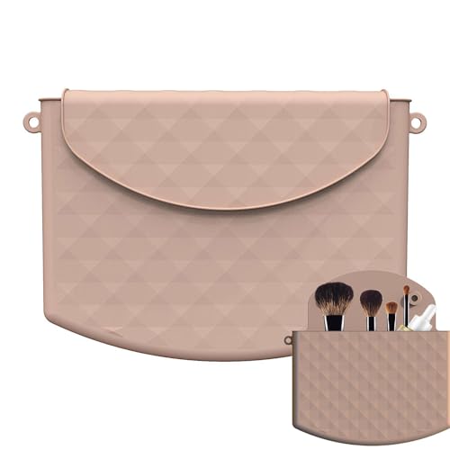 Qikam Silikon-Kulturbeutel für Frauen, Silikon-Make-up-Tasche für Reisen - Reisekosmetiktasche | Weiche Toilettenartikel-Kosmetiktasche mit doppeltem Magnetschnallen-Design, Anti-Fall-Make-up-Etui für von Qikam