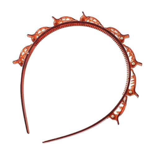 Qikam Stirnband mit Clips,Haarband mit Clips - Modisches Stirnband mit Clips - Gezahntes Zopfwerkzeug – professionelle Web-Pony-Clip für Frauen und Mädchen, Haar-Accessoires von Qikam