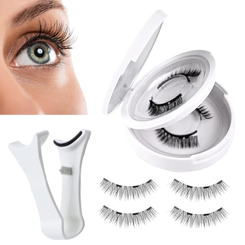 Wimpern magnetische Wimpern, Wimpern magnetisch | 1 Paar Kein Kleber natürlicher Look Wimpern | Kosmetisches Werkzeug mit Applikator, lang anhaltendes Make-up-Hilfsmittel für Frauen und Mädchen von Qikam