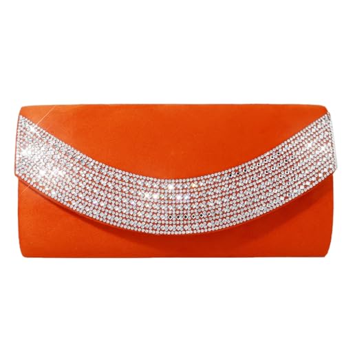 Elegante Samt-Glitzer-Abendbörse Bankett Clutches Handtasche Schultertasche für gesellschaftliche Veranstaltungen und Partys, Orange von Qilmal