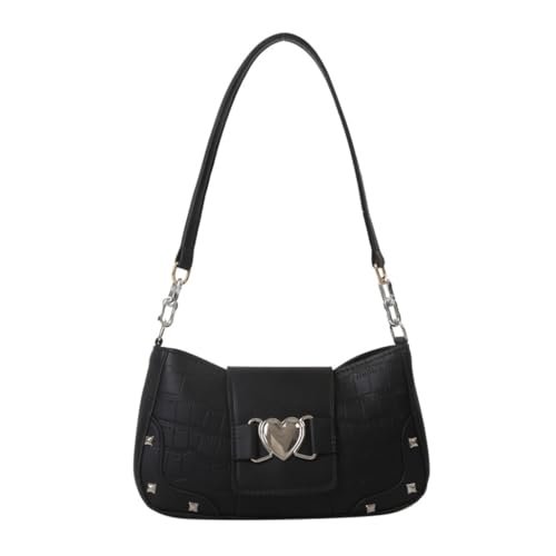 Qilmal Mode PU Tasche Vintage Tasche Kleine Quadratische Tasche Achsel Tasche Umhängetasche für Frauen Mädchen Vielseitige Unterarmtasche Trendy Taschen, Schwarz von Qilmal