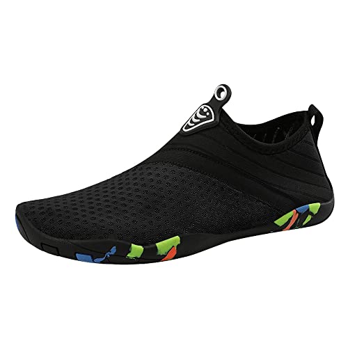 Qimaoo Barfußschuhe Damen Herren Badeschuhe Wasserschuhe Schwimmschuhe Schnell Trocknend Breathable rutschfest Aquaschuhe - 36EU (428-Schwarz) von Qimaoo