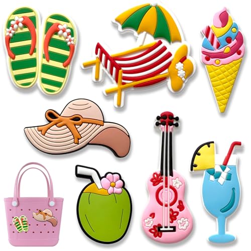 Qimbytar Momlife Hawaii Sommer-Strand-Anhänger für Bogg Bag, rosa Gummi-Charms, Dekorationen für Strandtasche (Sommer) von Qimbytar