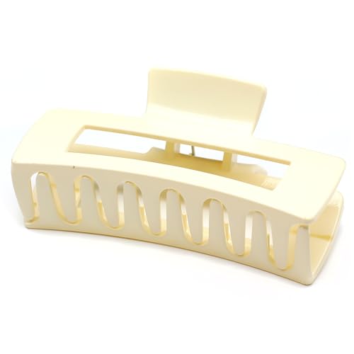 Große Große Rechteckig Haarklammer Klauen Haarspange Schöne Damen Haarschmuck Elegant Haar-Accessoire 1stück(10.4 * 5.2cm, Cream) von QinGoo