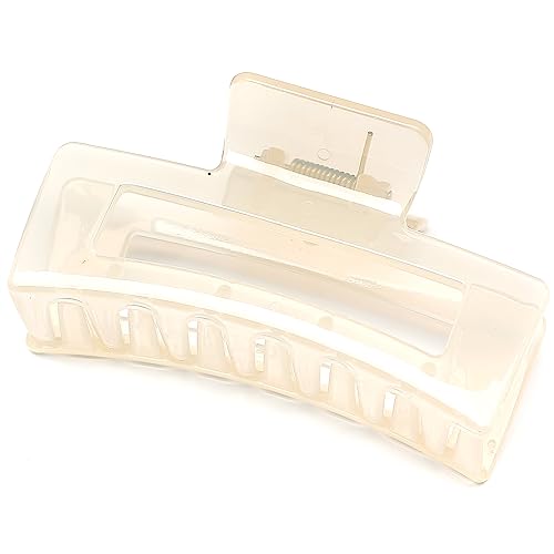 Große Jelly Quadrat Haarklammer Schöne Damen Haarspange Kopfschmuck Elegant Haar-Accessoire (10.5 * 5.5cm, Cream) von QinGoo