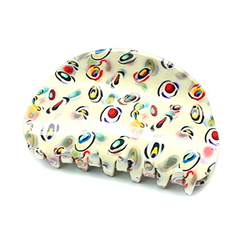 Große Creme Ölgemälde Haarklammer Klauen Haarspange Schöne Damen Haarschmuck Elegant Haar-Accessoire 1stück(9.8cm*5.4cm,Cream) von QinGoo