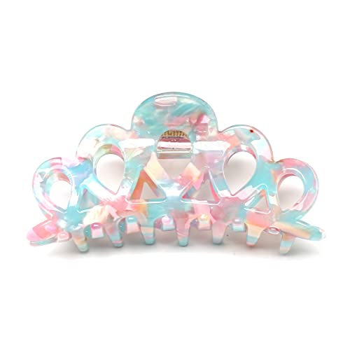 QinGoo Mittelgroß Acetat Blau Rosa Haarklammer Klauen Haarspange Schöne Damen Haarschmuck Elegant Haar-Accessoire 1 stück(9.3 * 4.3cm, Blue Pink) von QinGoo