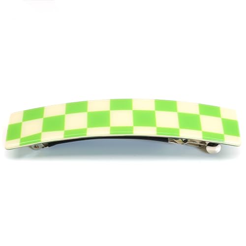 QinGoo Damen Barrette mit Schachbrettmuster, 10.5cm in Grün - Für Pferdeschwanz & Hochsteckfrisur, automatische Patentspange mit rutschfestem Halt im Alltag von QinGoo