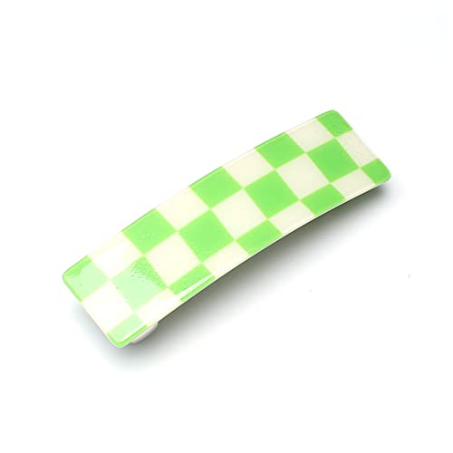 QinGoo Damen Barrette mit Schachbrettmuster, 8.5cm in Grün - Für Pferdeschwanz & Hochsteckfrisur, automatische Patentspange mit rutschfestem Halt im Alltag von QinGoo