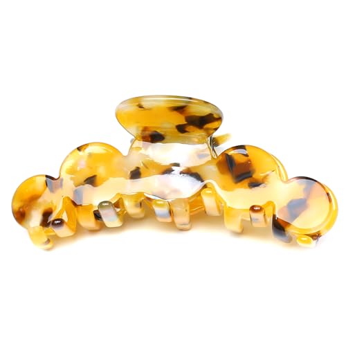 QinGoo Gelb Acetat Haarklammer Klauen Haarspange Damen Haarschmuck Haar-Accessoire für Fein Medium Dick Kurz Mittlere Haar 1stück(9.6cm*4.2cm, Yellow) von QinGoo