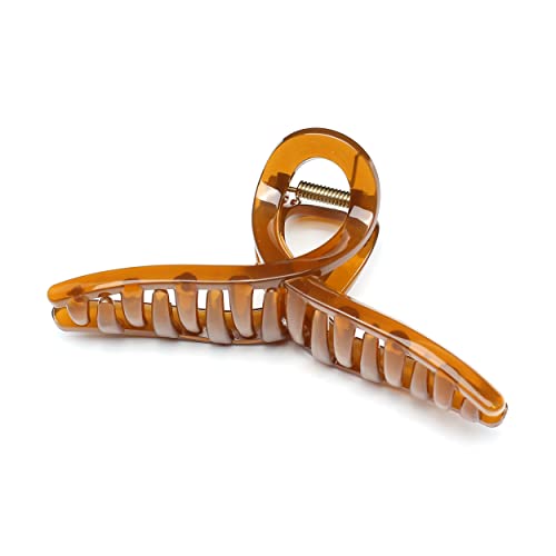 QinGoo Riesen Kreuz Kaffee Haarklammer Groß Haarspange Schöne Damen Haarschmuck Elegant Haar-Accessoire 1stück(13cm*6.2cm,Light Coffee) von QinGoo