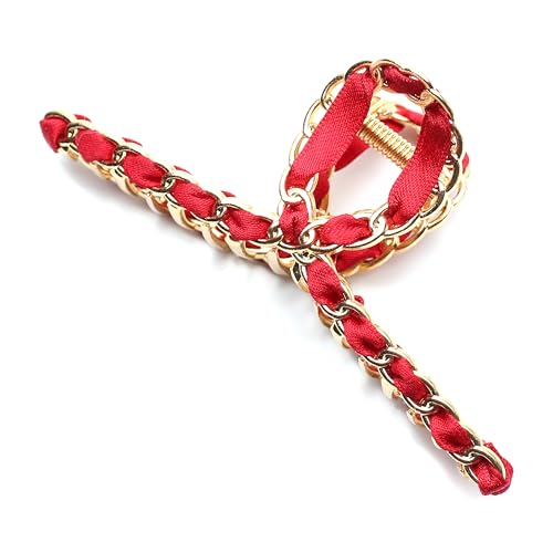 QinGoo Groß Kreuz Metallisch Haarklammer Klauen Haarspange Schöne Damen Haarschmuck Elegant Haar-Accessoire 1stück(11.5cm*4.3cm,Red) von QinGoo