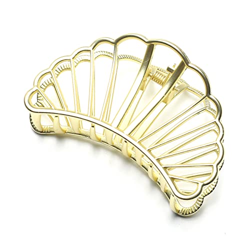 QinGoo Groß Metall Schale Haarklammer Frauen Mädchen Haarspange Kopfschmuck Haarschmuck 1stück(8cm*4cm,Matt Gold) von QinGoo