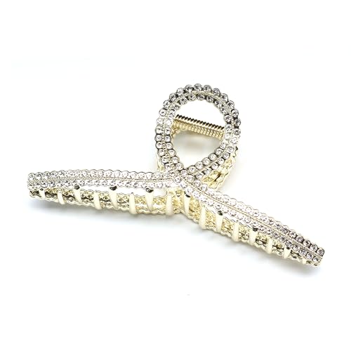 QinGoo Groß Metallisch Kreuz Haarklammer Schöne Damen Haarspange Kopfschmuck Elegant Haar-Accessoire 1stück(11.5cm*4.3cm,Kristall) von QinGoo