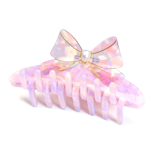 QinGoo Damen Haarklammer aus Acetat, 11cm Lila 1 stück - Extra starker Halt für dicke & lange Haare, rutschfest & haarschonend mit Bogen-Design von QinGoo