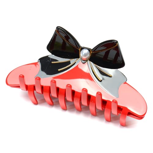 QinGoo Große Rot Acetat bogen Haarklammer Klauen Haarspange Schöne Damen Haarschmuck Elegant Haar-Accessoire 1stück(11cm * 4.7cm, Red) von QinGoo