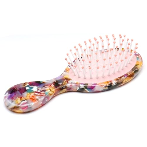 QinGoo Acetate Haarbürste Damen Frauen Reise Haarbürste Entwirrungsbürste für Locken, Dickes, Dünnes, Langes, Kurzes oder Glattes Haar 1stück(Multicolor,14cm*4.8cm) von QinGoo