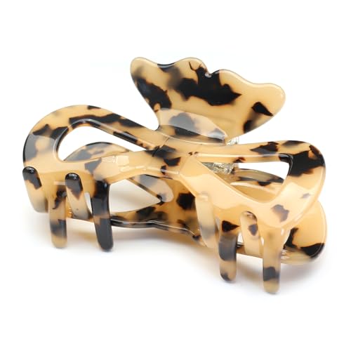 QinGoo Damen Haarklammer aus Acetat, 9cm in Schildkröte 1 stück - Extra starker Halt für dicke & lange Haare, rutschfest für Büro & Alltag von QinGoo