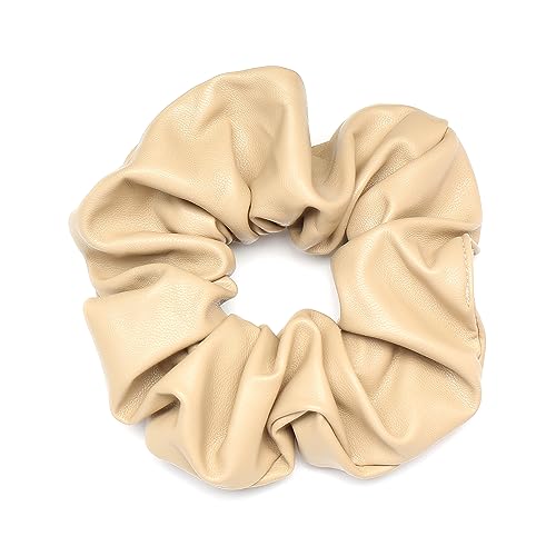 QinGoo Leder Elastisch Haargummi Damen Haarkschmuck Kopfschmuck Elegant Haar-Accessoire 1stück(Apricot) von QinGoo