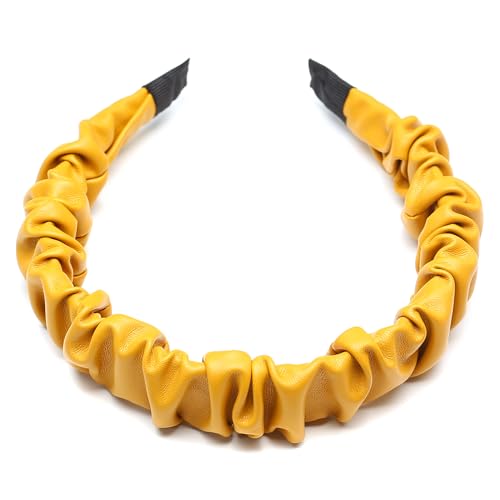 QinGoo Leder Falten Haarreif Stirnband Kopfschmuck Stirnbänder Haarband Haarschmuck 1stück(Ginger) von QinGoo