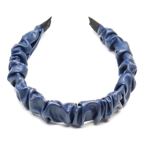 QinGoo Leder Falten Haarreif Stirnband Kopfschmuck Stirnbänder Haarband Haarschmuck 1stück(Navy) von QinGoo