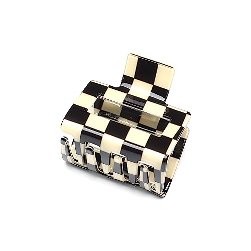 QinGoo Mittelgroß Schwarz weiß Schachbrett Haarklammer Klauen Haarspange Damen Haarschmuck Haar-Accessoire 1 stück(5.2cm*5cm,Schwarz weiß) von QinGoo