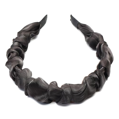 QinGoo Satingefühl Schwarz Stirnband Haarreife Frauen Stirnbänder Haarband Haarschmuck Kopfschmuck 1stück(Black) von QinGoo