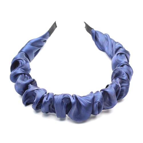 QinGoo Satingefühl Marine Stirnband Haarreife Frauen Stirnbänder Haarband Haarschmuck Kopfschmuck 1stück(Navy) von QinGoo