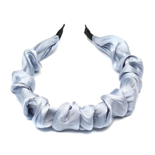 QinGoo Satingefühl Blau Stirnband Haarreife Frauen Stirnbänder Haarband Haarschmuck Kopfschmuck 1stück(Pale Blue) von QinGoo