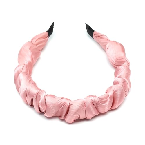QinGoo Satingefühl Rosa Stirnband Haarreife Frauen Stirnbänder Haarband Haarschmuck Kopfschmuck 1stück(Pale Pink) von QinGoo