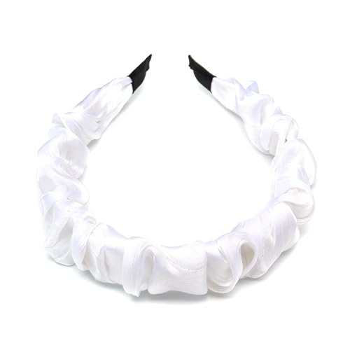 QinGoo Satingefühl Weiß Stirnband Haarreife Frauen Stirnbänder Haarband Haarschmuck Kopfschmuck 1stück(White) von QinGoo