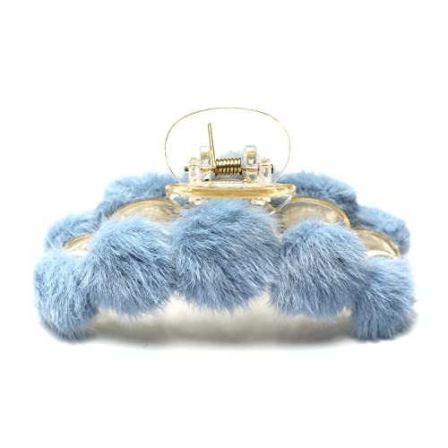 Winter Große Lammfleisch Haarklammer Schöne Damen Haarspange Kopfschmuck Elegant Haar-Accessoire (Blue) von QinGoo