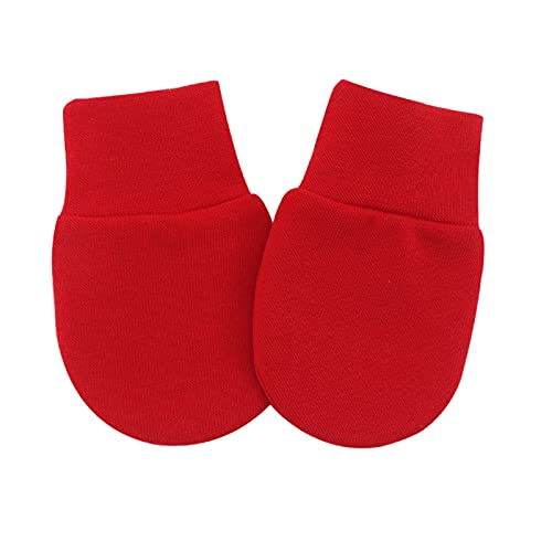 Baby Fäustling Handschuhe Sanft Einstellbar Anti Scratch Fausthandschuhe Kleinkind Säugling Kein Kratzen Handschuhe für 0-6 Monate Kleinkinder Jungen und Mädchen (Rot, Einheitsgröße) von QinMMSPORTS