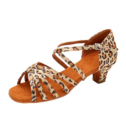 Damen Lateinische Tanzschuhe Sandalen Damen Flach Schwarz Weiche Pantoletten Frauen Sandaletten Braun Schnalle Rutschfeste Abendschuhe Wandersandalen Römer Slip-On Sommerstiefel Ballerinas von QinMMSPORTS