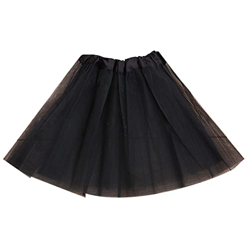 Mädchen Prinzessin Rock Geschichtet Tutu dreilagiger Tutus Rock Kleider Kleinkind Karneval Kostüm 80er Puffy Tüllrock Tütü Röcke Tüll Petticoat Dehnbare Kinder Mädchen Frauen (03-Black, 2-8Years) von QinMMSPORTS