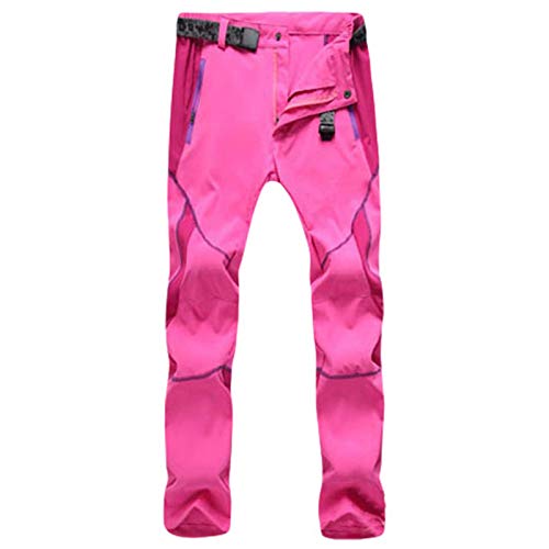 QinMMSPORTS Herren Wanderhose Wasserdicht Softshellhose Outdoorhose Winddicht Warm Gefüttert Skihose Snowboardhose Winter Trekkinghose (Rosa, 3XL) von QinMMSPORTS