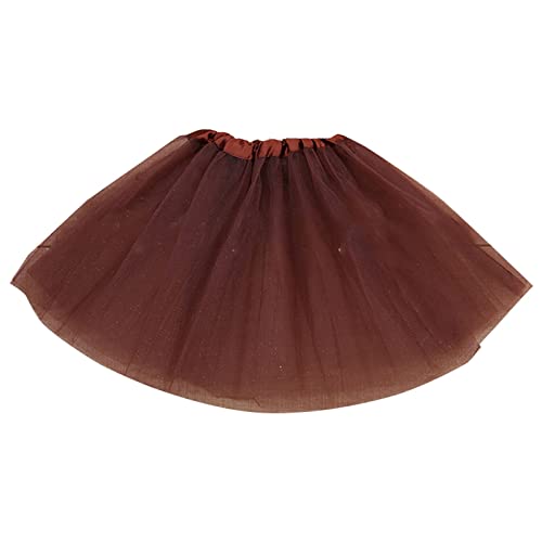 QinMMSPORTS Tüllrock Kinder Mädchen 2-8 Jahre Röcke Tutu Prinzessin Ballettrock Minirock Tanzkleid Partykleid Karneval Mädchen 80er Puffy Tüllrock Tütü Röcke Tüll Petticoat (Coffee, Taille 40cm) von QinMMSPORTS