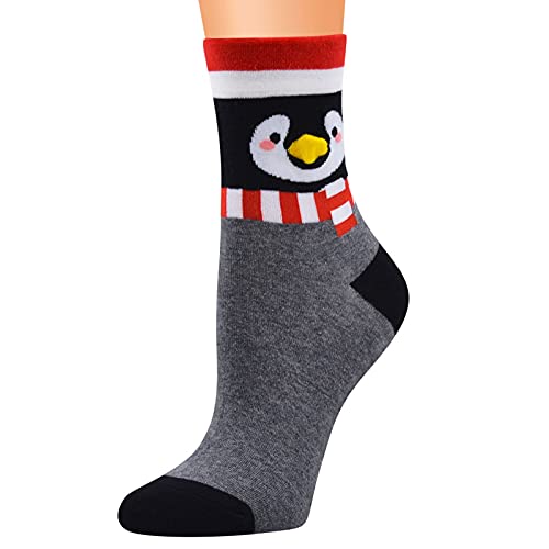 Weihnachtssocken für Damen, Baumwolle, bequeme Wintersocken Damensocken Flauschig 39-42 Kuschelige Wintersocken KuschelSocken Thermosocken AntiRutsch Bettsocken Haussocken (Grey, One Size) von QinMMSPORTS