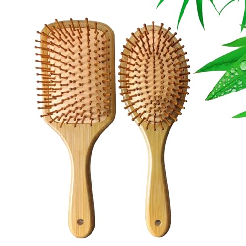 2er Set Bambus-Luftkissenbürste – Haarbürste Oval & Rechteckig – Antistatische Holzbürste für Damen, Herren & Kinder – Sanfte Massage, schonend zur Kopfhaut, für alle Haartypen geeignet 2er Set Bambus-Luftkissenbürste – Haarbürste Oval & Rechteckig – Antistatische Holzbürste für Damen, Herren & Kinder – Sanfte Massage, schonend zur Kopfhaut, für alle Haartypen geeignet von QinOustore