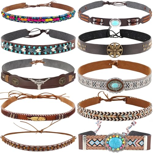 Qincycle Cowboyhut-Bänder für Damen und Herren, Hutgürtel für Western-Mottopartys, mehrfarbig, Mehrfarbig/Meereswellen (Ocean Tides), Einheitsgröße/M von Qincycle